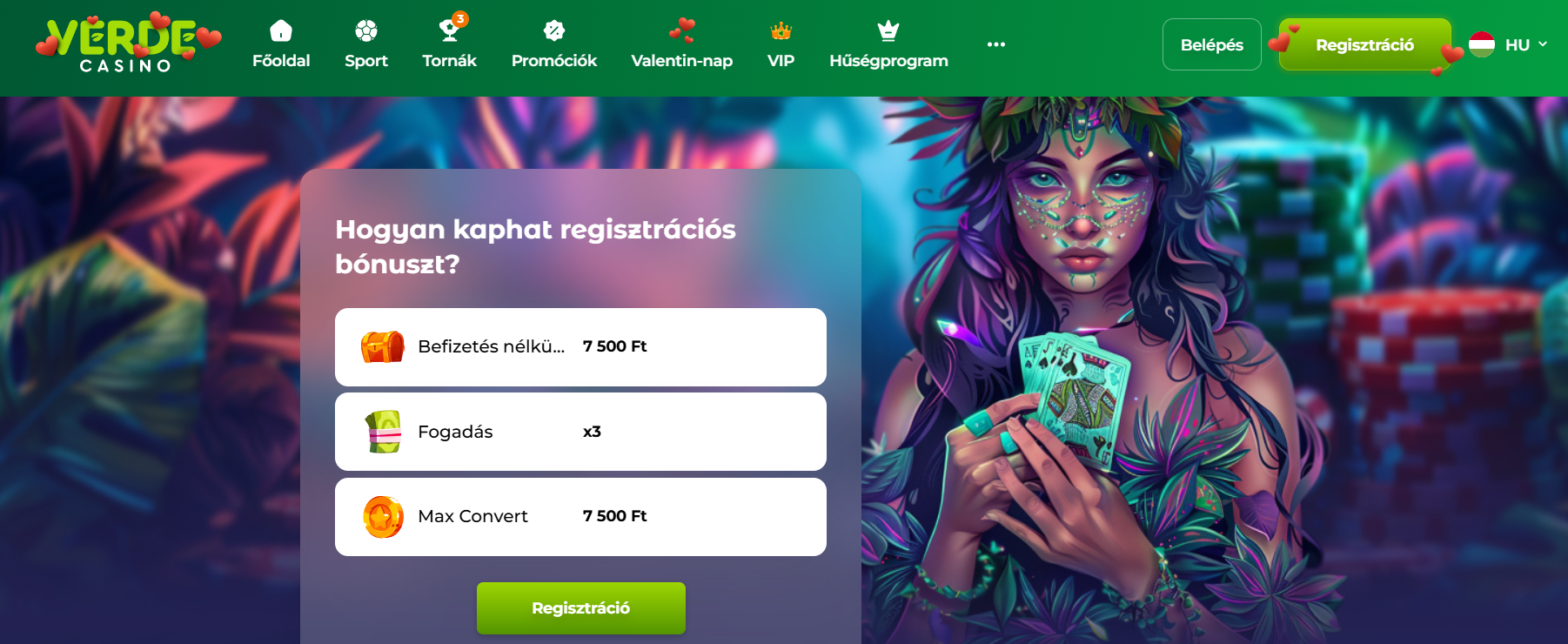 Verde Casino befizetés nélküli bónusz