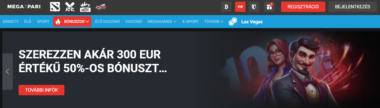 Megapari kaszinó bónuszok magyar játékosok számára